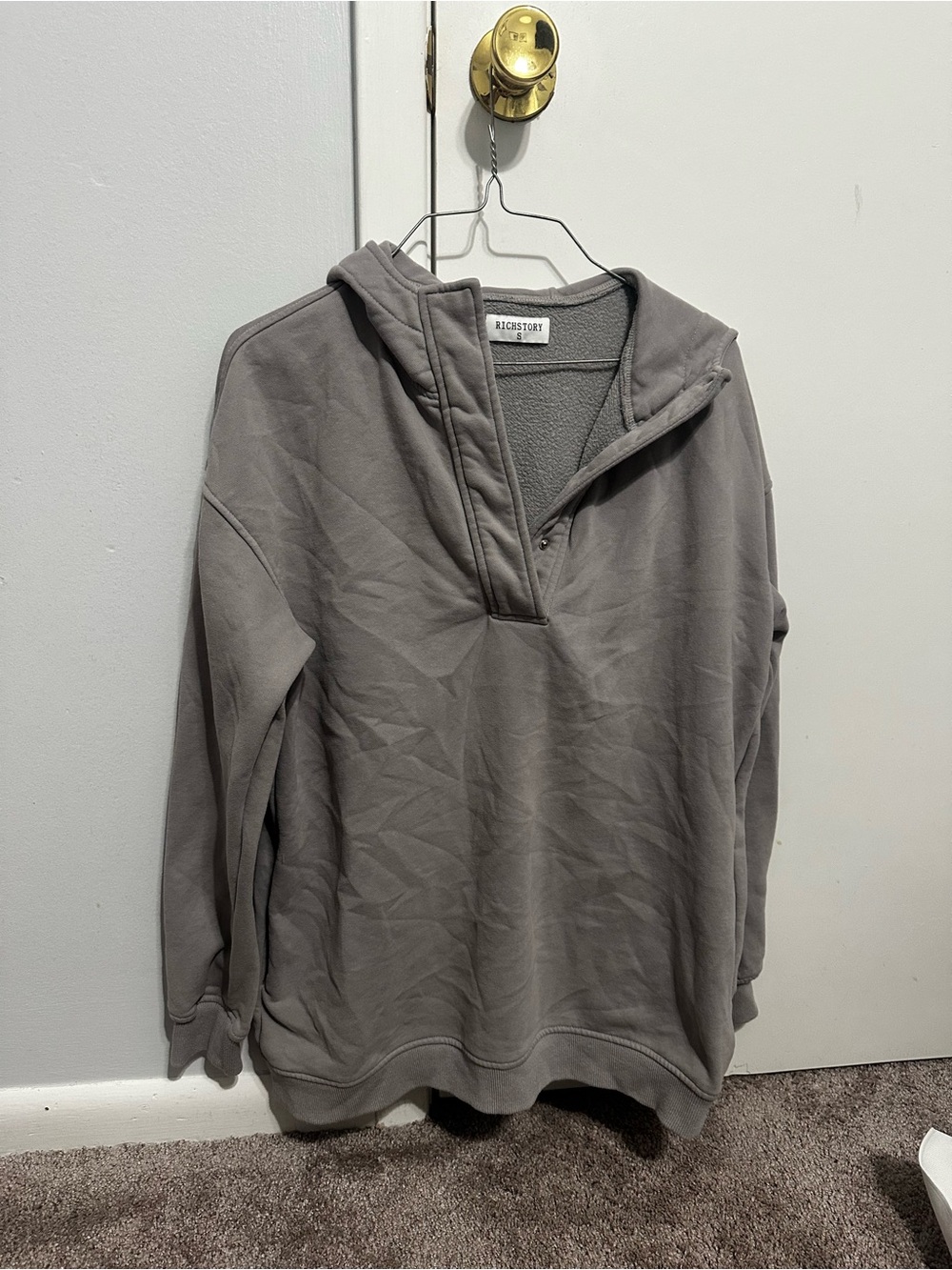 Womans Gray Quarter-Zip Hoodie Sweater